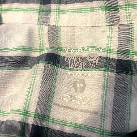 Mountain HardWear men’s white plaid short sleeve button down shirt size small - Picture 7 of 8